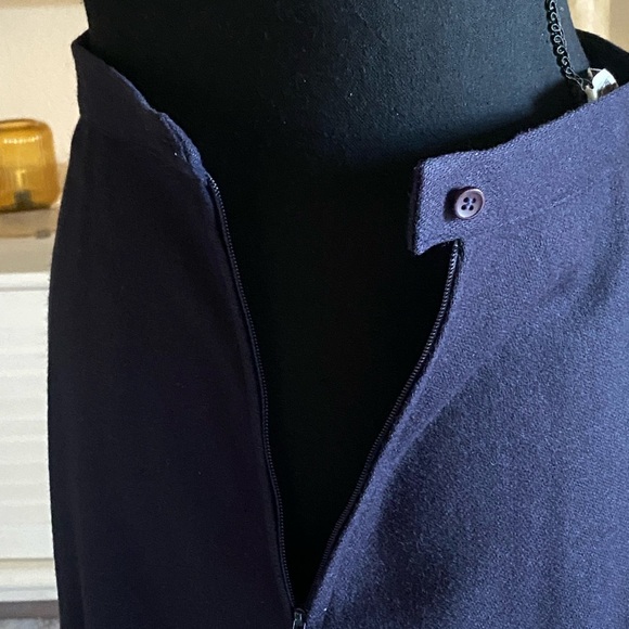 Peck & Peck Wool Flare Maxi Skirt Size 0 Navy Blue Chic Balletcore Quiet Luxury - Picture 4 of 13